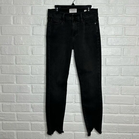 Frame Le Skinny De Jeanne Crop Double Triangle Raw Hem in Tull Gray size 26 - Picture 1 of 7